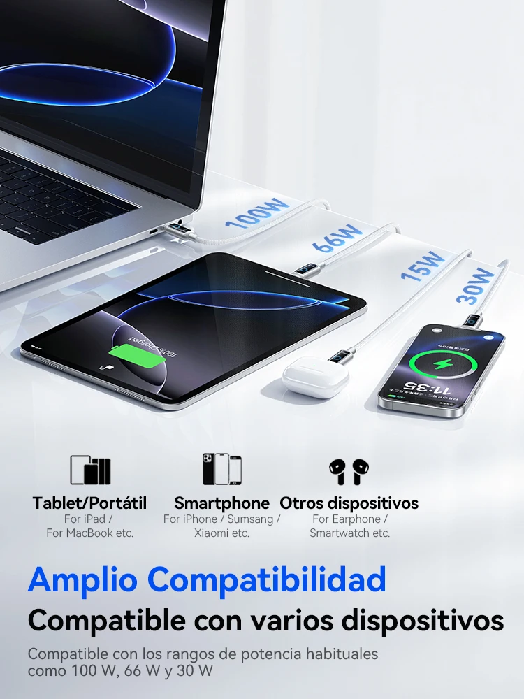 Joyroom-Cable USB C de 100W, apagado automático, Cable tipo C de carga rápida para iPhone 16 15 Pro Max Xiaomi Sumsang Huawei - imagen 5