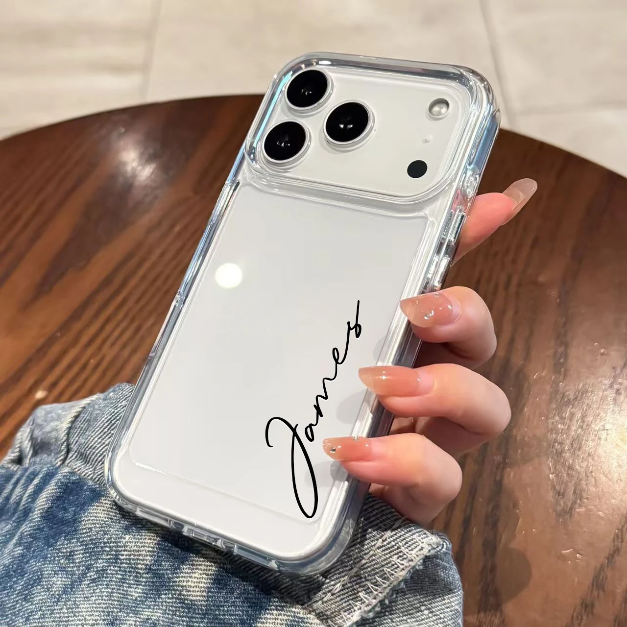 Funda DIY personalizada con nombre para iPhone 17 16 15 14 13 12 11 Pro Max Plus, funda suave de lujo transparente TPU a prueba de golpes