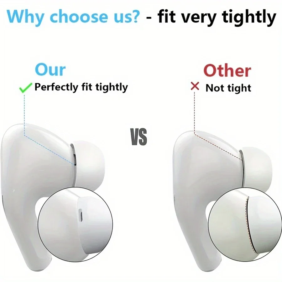 Almohadillas de silicona líquida para Airpods Pro 1 2, almohadillas reductoras de ruido, tapones para los oídos, viene con bolígrafo de limpieza - imagen 4