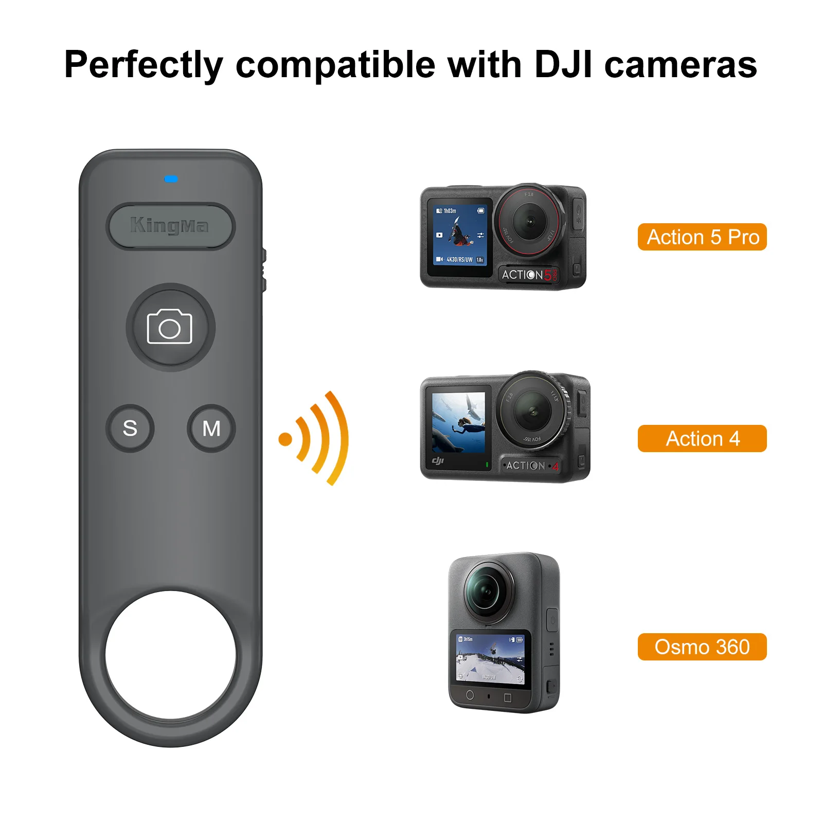 Control remoto inalámbrico Bluetooth para DJI Action5Pro Action4 Osmo 360 función de Zoom accesorios inteligentes de disparo de largo alcance - imagen 2