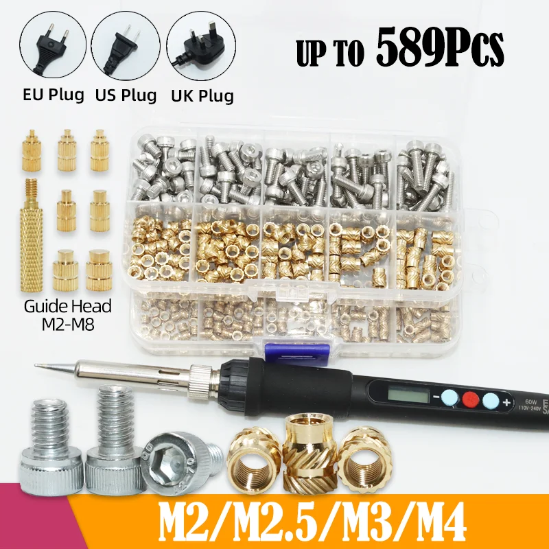 Herramienta de punta de pistola para soldar con calefacción de latón, tuerca de inserción, tornillo de acero inoxidable A2, hervidor de impresora 3D, tuerca de cobre derretida, conector de implante - imagen 2