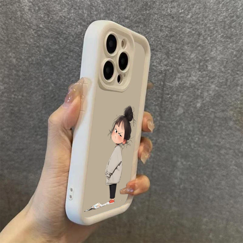 Funda de teléfono suave con estampado de chica enojada minimalista para Xiaomi Poco X6 X5 F5 F6 M6 X7 Pro Mi 15 14T 14 13T 13 12T 12 11 Lite - imagen 4