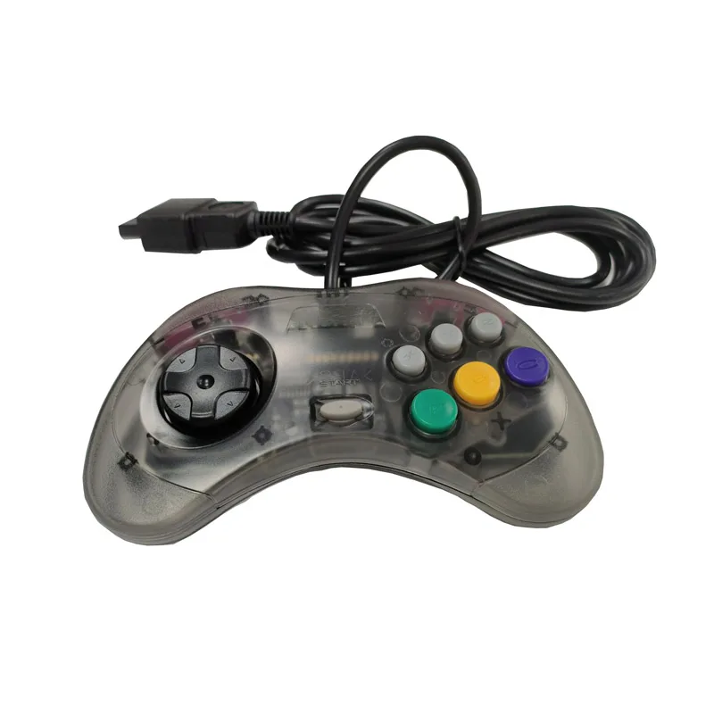 Controlador de juego con cable para consola SEGA Saturn SS, negro transparente