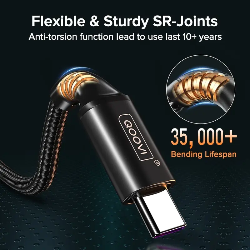 QOOVI 3.1A USB tipo C cable de carga rápida para Xiaomi Mi12 11 Samsung Huawei cargador de teléfono móvil cable de carga rápida - imagen 5