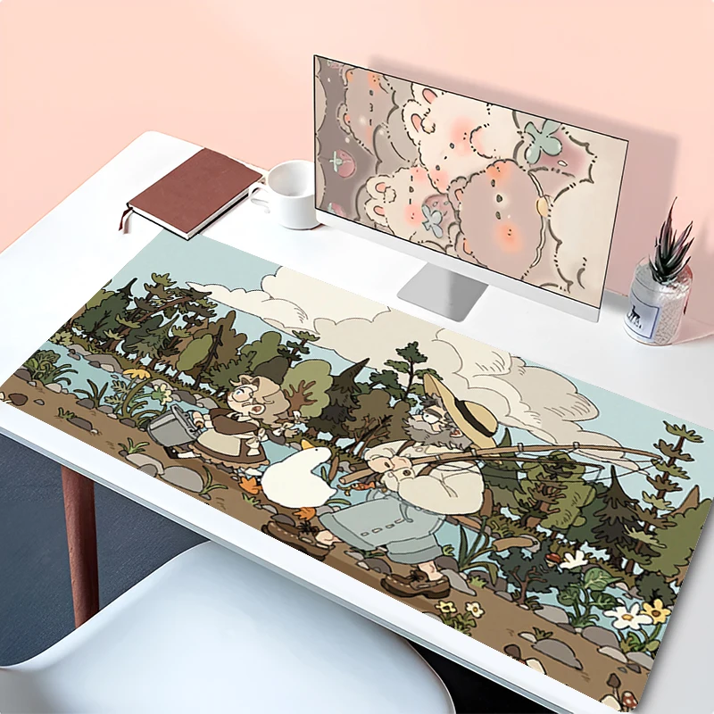Alfombrilla de ratón, accesorios para PC, alfombrilla para teclado, alfombrilla para escritorio de oficina, alfombrilla para ratón de goma Natural, antideslizante, ilustración Retro para juegos, almohadilla extendida - imagen 5