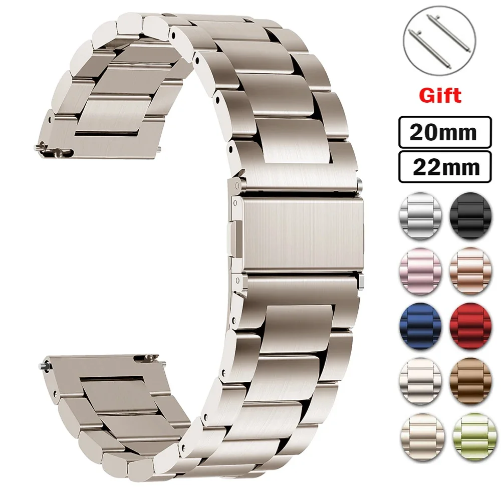 Correa de acero inoxidable para amazfit GTS-GTR-4-3-2e-mini, pulsera de lujo de metal de 20mm y 22mm, reloj Galaxy 7/FE/6/5 pro/4/correa clásica - imagen 3