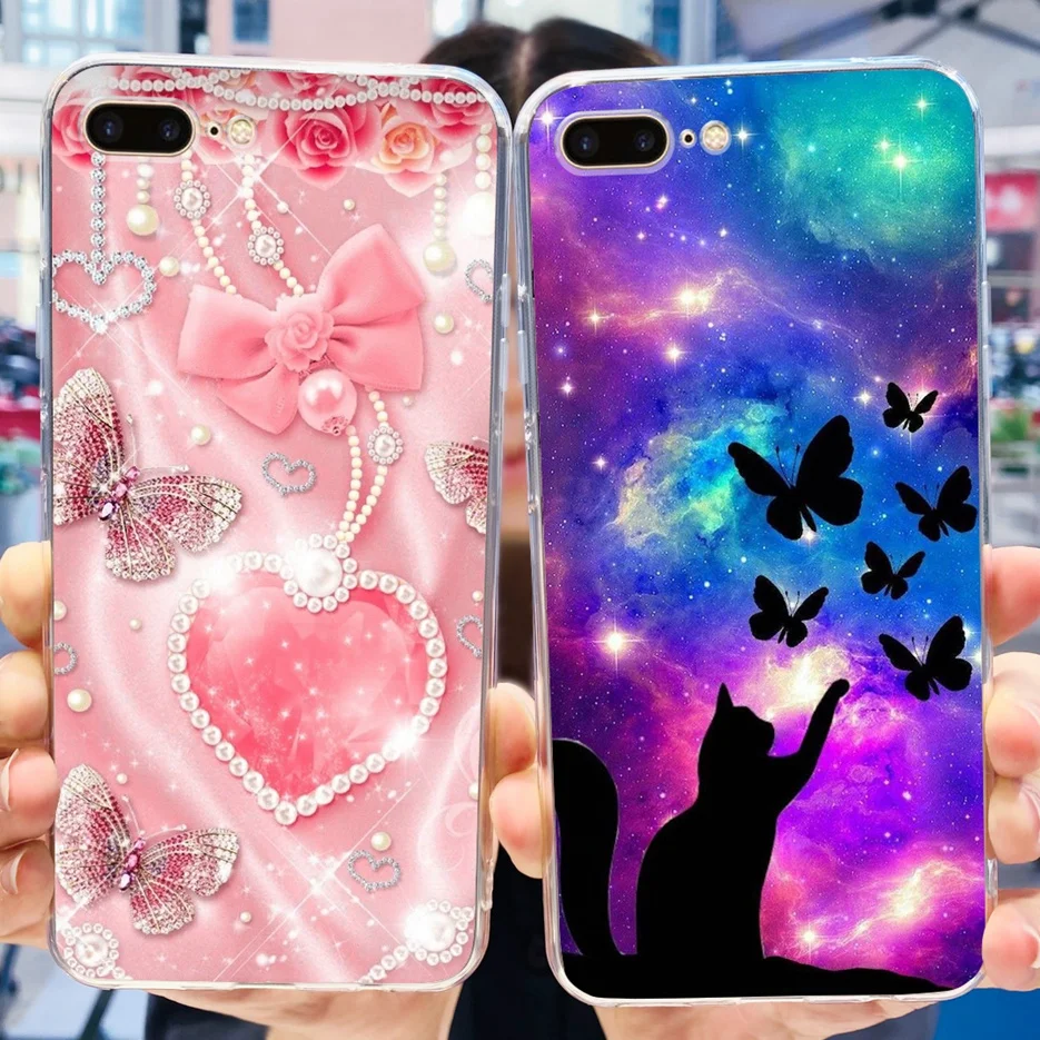 Para IPhone 7 Plus funda iPhone8 Plus cubierta pintada de moda funda de teléfono de silicona transparente para iPhone 8 iPhone7 Plus Fundas suaves parachoques - imagen 2