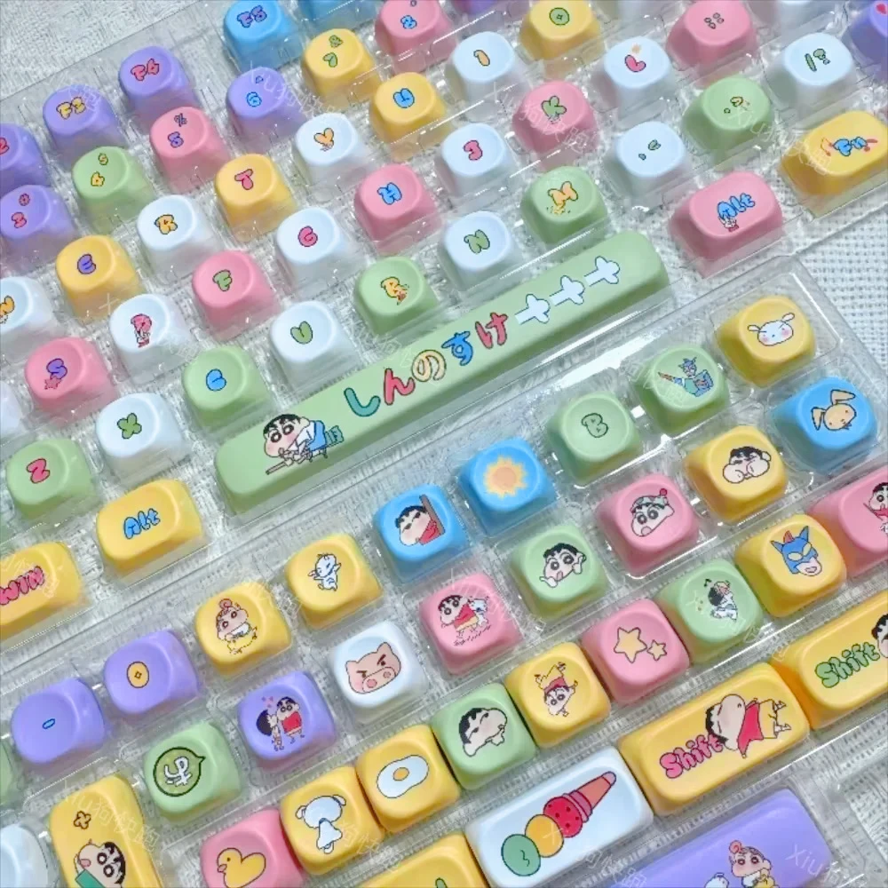 Juego de teclas MOA de crayón bonito y colorido, PBT, 135 teclas de dibujos animados para interruptor MX, teclados mecánicos con diseño 60/84/90/104/108 - imagen 2