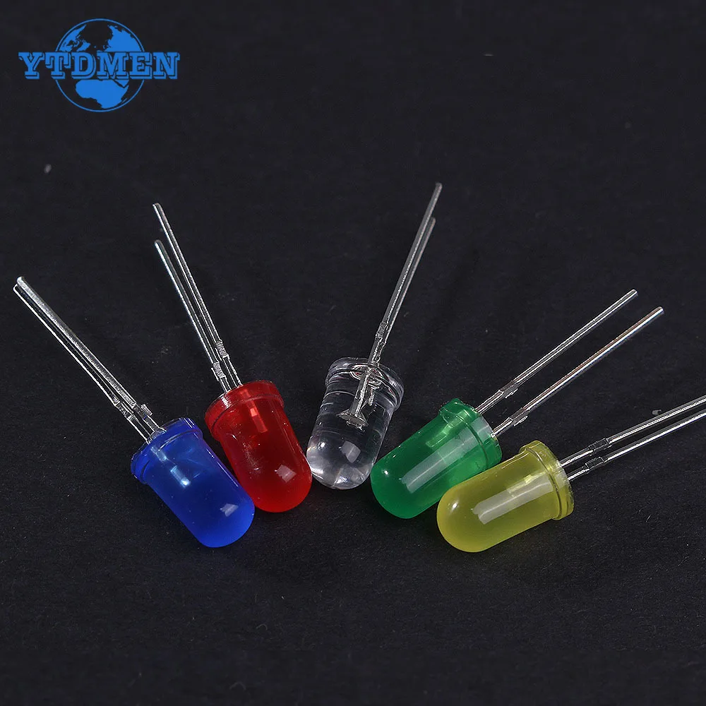 100 Uds diodo LED superbrillante 3mm 5mm F3 F5 surtido de emisores de LED blanco rojo verde azul amarillo naranja Kit electrónico DIY - imagen 4