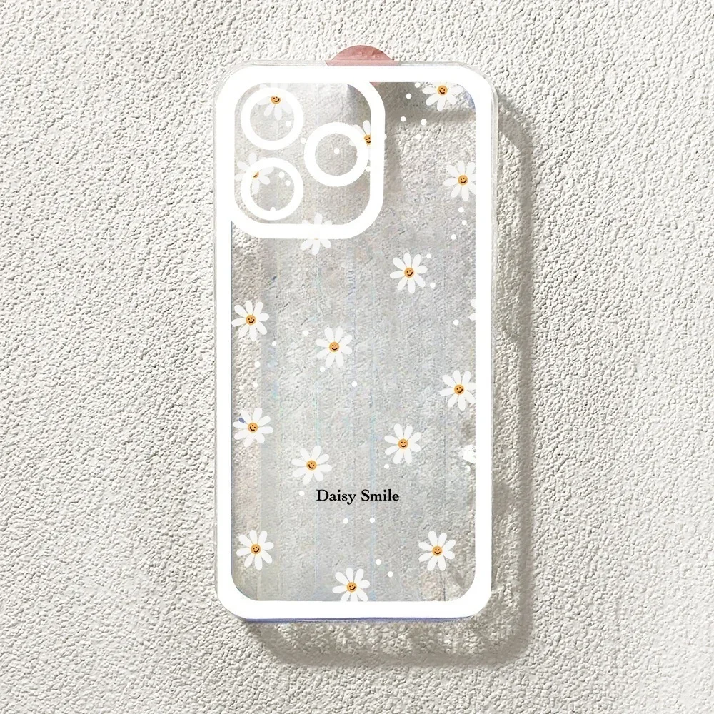 Funda de teléfono de TPU con diseño de flores de abeja y Margarita sonriente bonita para Iphone 16 15 13 12 11 Pro Max Mini 16E 14 Plus XR 7 8 SE 2022 - imagen 3