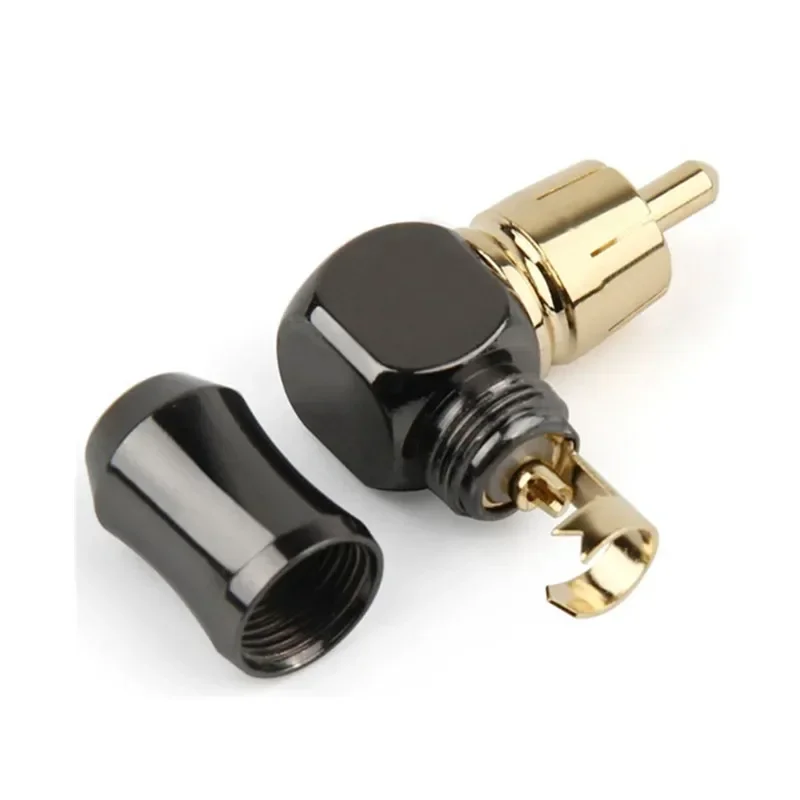 Conector RCA macho tipo L, codo de ángulo recto de 90 grados, enchufe RCA, Terminal de altavoz, Conector de Audio para soldar Cable de vídeo - imagen 4