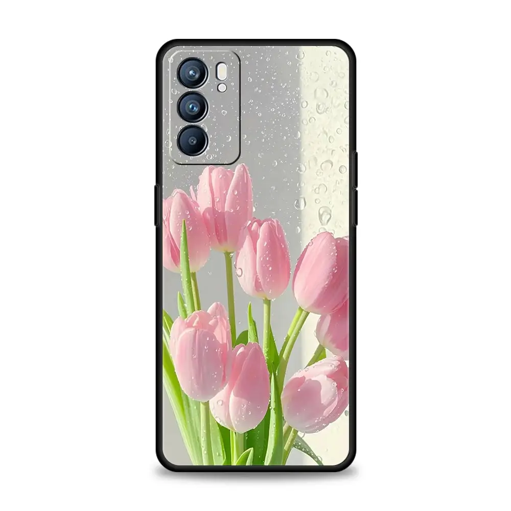 Funda rosa con forma de corazón de amor y flor de tulipán para Oppo Reno14 Reno13 Reno12 11 F 10 Find X5 X9 Pro A54 5G A53 A52 A9 A78 4G A79 A98 - imagen 4