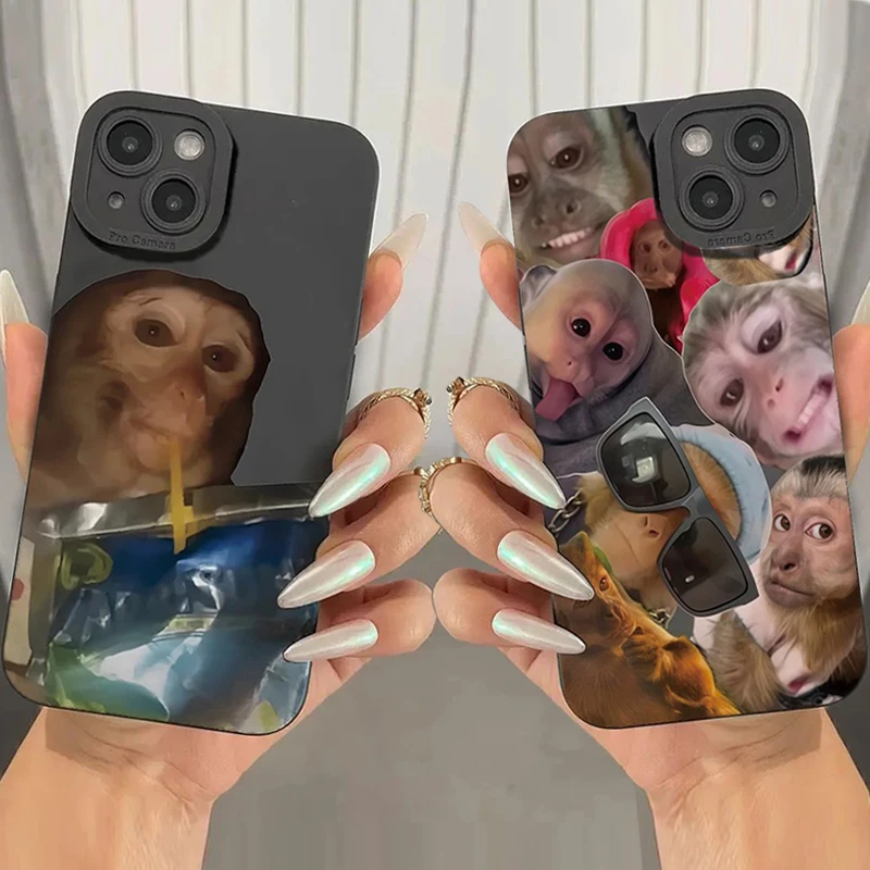 Nueva funda de teléfono con diseño de mono creativo para iPhone 16 15 14 13 12 11 Mini Pro Max X XR XSMax 8 6 6S Plus, funda trasera de silicona suave