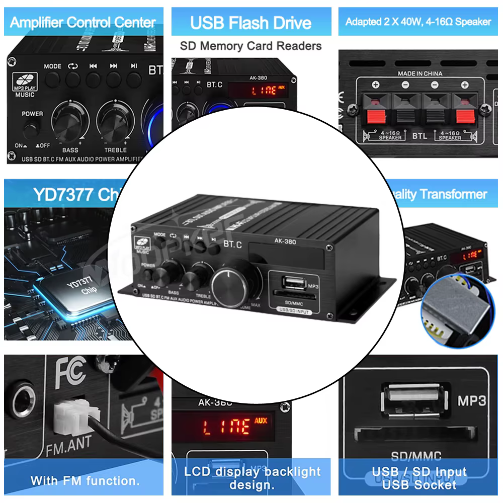 Amplificador Bluetooth HIFI 2.0 para Coche y Hogar 12V - imagen 4