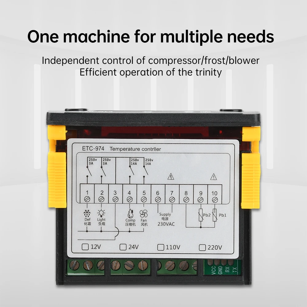 Controlador de temperatura DC12V 24V ETC-974 compresor/esmerilado/ventilador controlador de temperatura con pantalla Digital inteligente de alta precisión - imagen 3