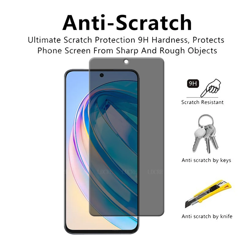 4 Uds para Honor X8A vidrio para Huawei Honor X8A Protector de pantalla protectora antiespía cubierta de privacidad pegamento vidrio templado Honor X8A - imagen 3