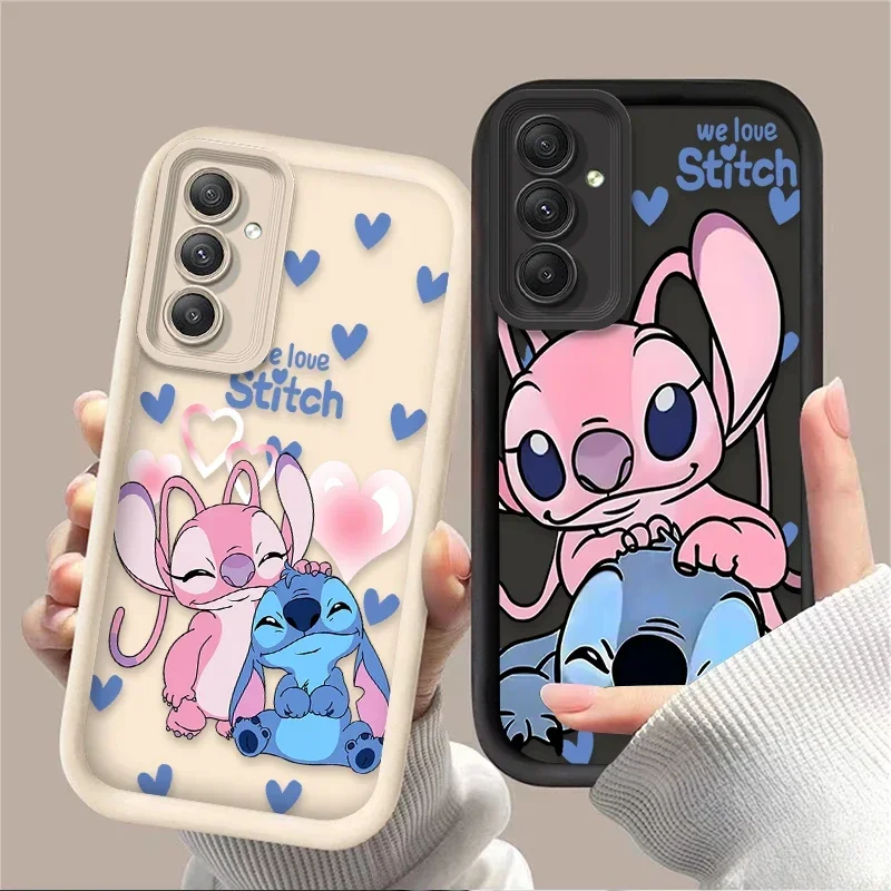 Funda para Samsung Galaxy A54 A05 A05S A34 A24 A14 A53 A33 A23 A13 A52 A52S A32 A22 A12 A71 A51 A31 A50 Disney Stitch Angel pareja - imagen 2