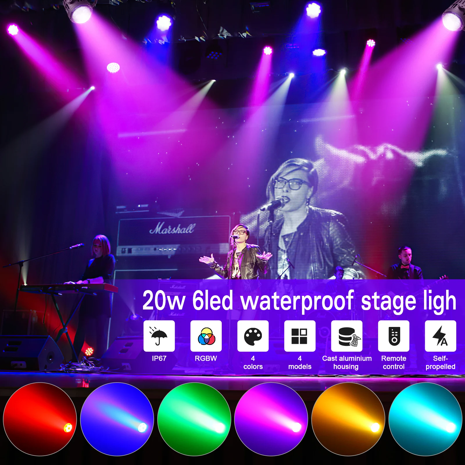 U'King-luces Par LED impermeables IP65, iluminación RGB de 6x3W con efecto de escenario para DJ, fiesta de conciertos, bodas, club nocturno, salón de baile - imagen 5