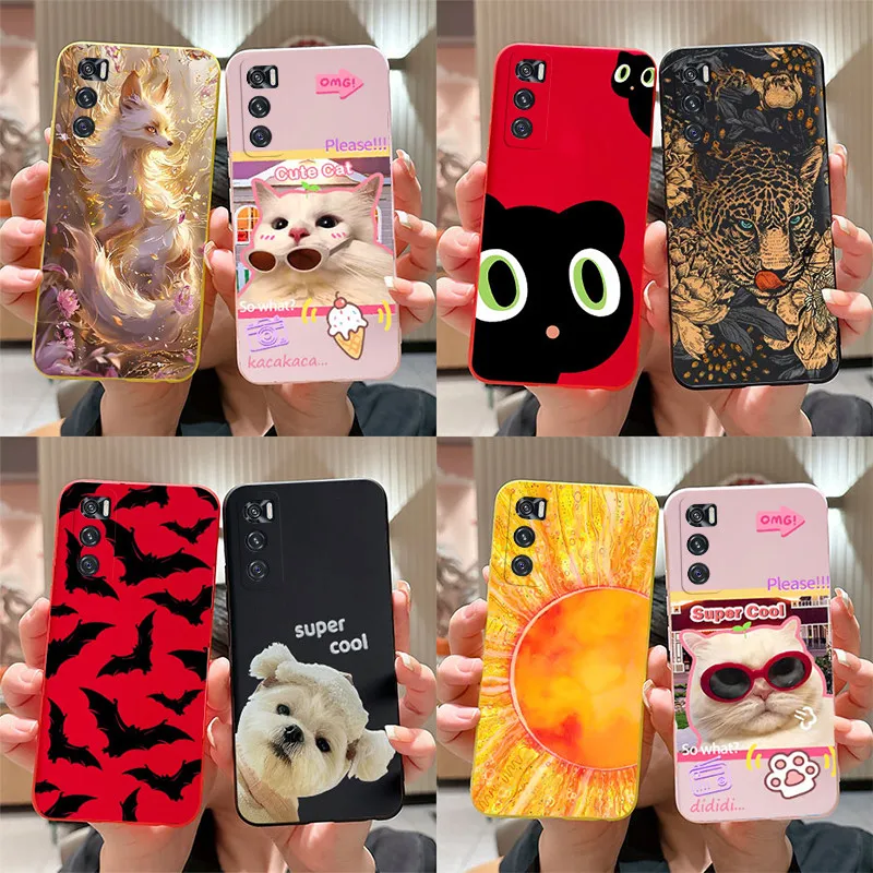 Para Coque Vivo V20 SE Funda bonita de silicona de dibujos animados Funda trasera de teléfono para Vivo V20 SE V2022 V2023 V20SE Fundas de parachoques suave Funda