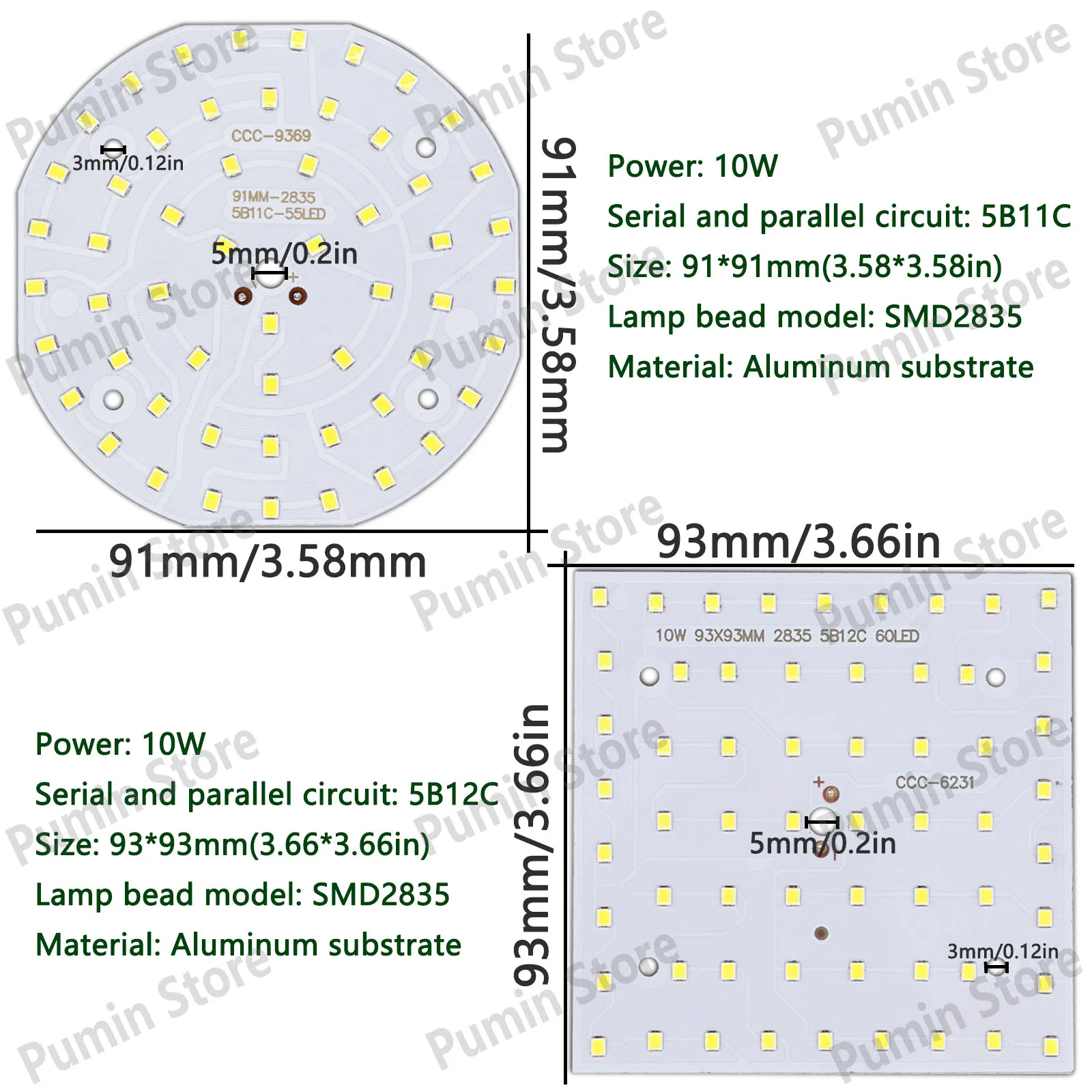 DC30-32V Panel de iluminación LED blanco 2835 SMD 10W Toroidal Aquare aluminio para lámpara de escritorio Panel lámpara fuente de luz Accesorios