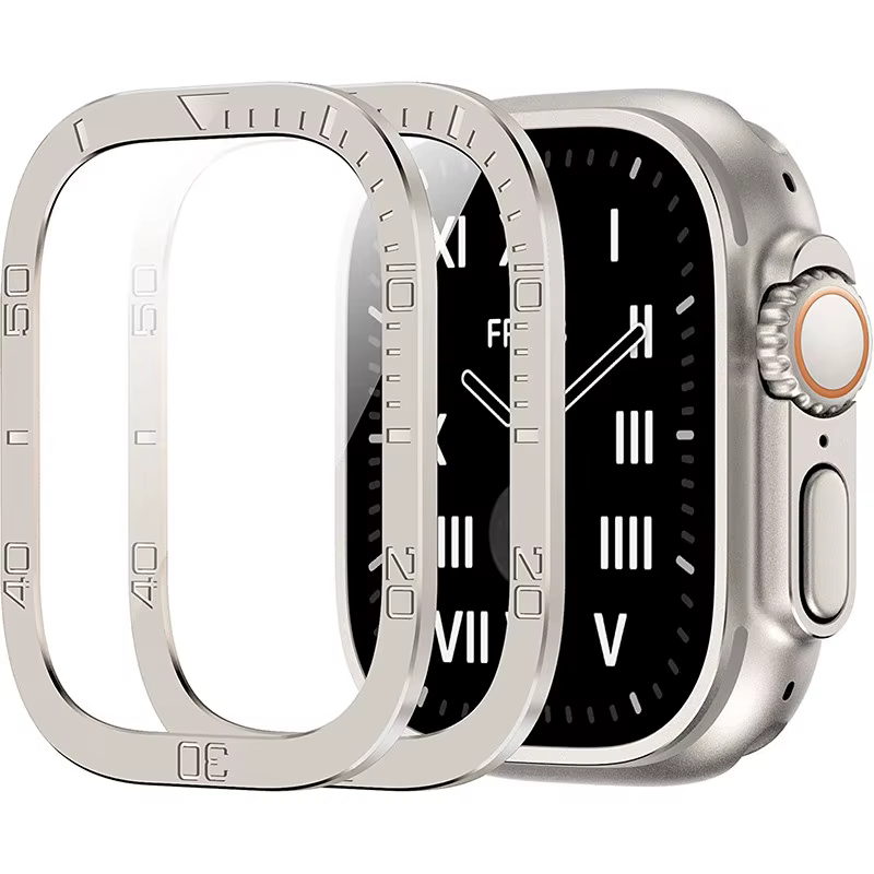 Vidrio templado para Apple Watch band ultra 49mm Protector de pantalla antiarañazos HD película completa parachoques de Metal iWatch Ultra2 3 correa