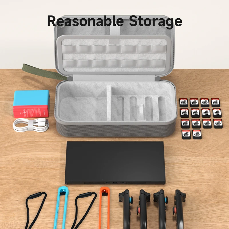 Hagibis Estuche de transporte portátil para Switch 2 Bolsa de viaje grande para accesorios NS Cargador/Cable/Dock con 14 cartuchos de juego - imagen 2