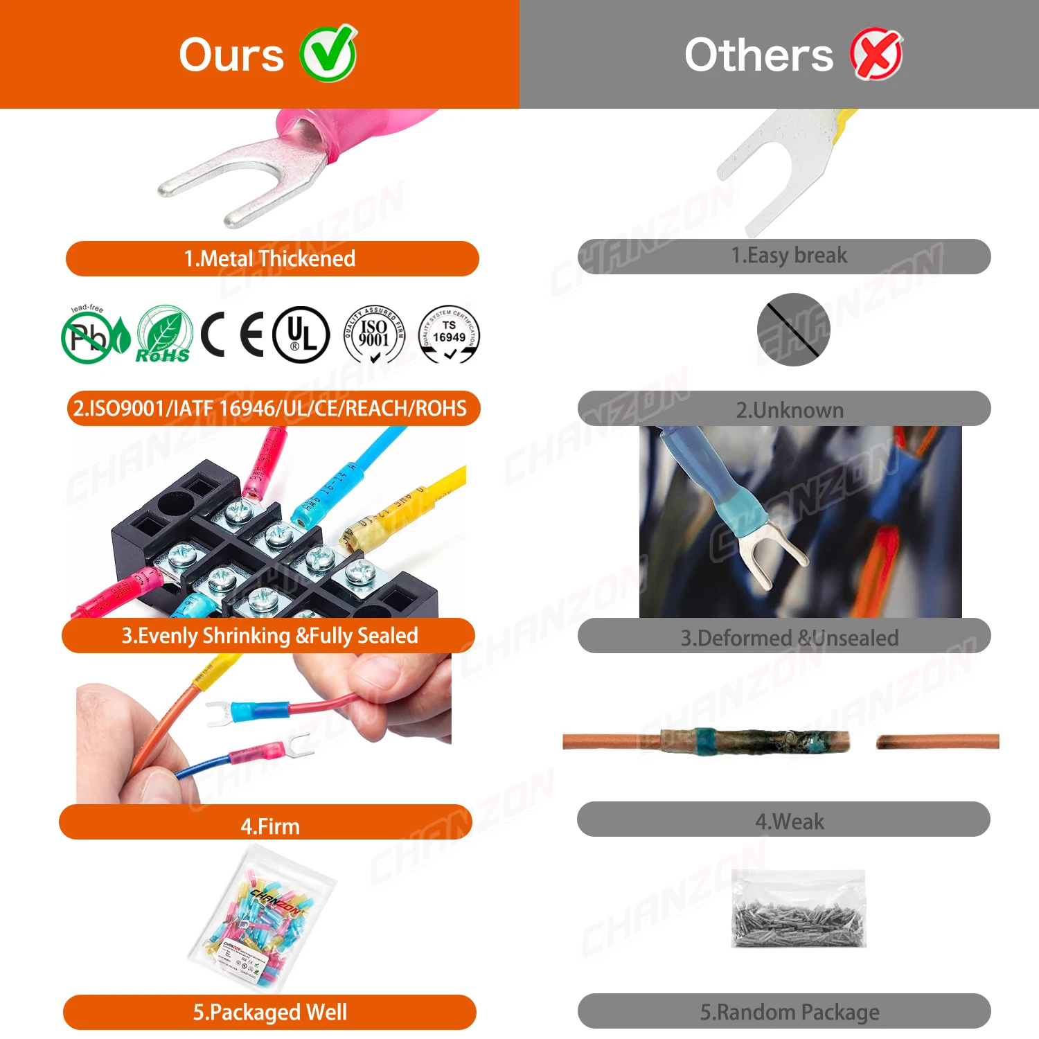 Kit de terminales de Cable de horquilla de engarzado de empalme termorretráctil, conector de junta de Cable eléctrico de soldadura de grado marino retráctil impermeable, 50 Uds. - imagen 3