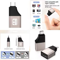 C90F Durabilidad Adaptador USB C a HDTV Transferencia video 4K60Hz para trabajos entretenimiento