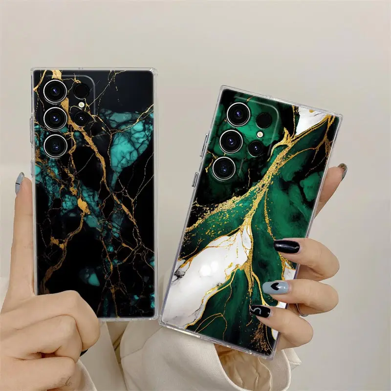Funda de teléfono con diseño de mármol a la moda para Samsung S24 S23 Ultra 5G S22 S20 S10 Plus S21 FE fundas transparentes Galaxy S24Ultra Fundas - imagen 2