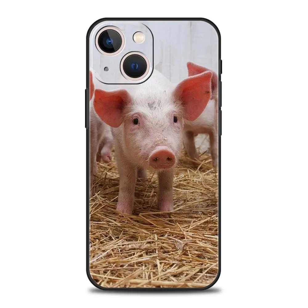 Funda de teléfono con pequeño cerdo rosa para iPhone 16 13 15 14 12 11 Pro MAX XR X SE XS 7 8 Plus, funda suave de TPU - imagen 2