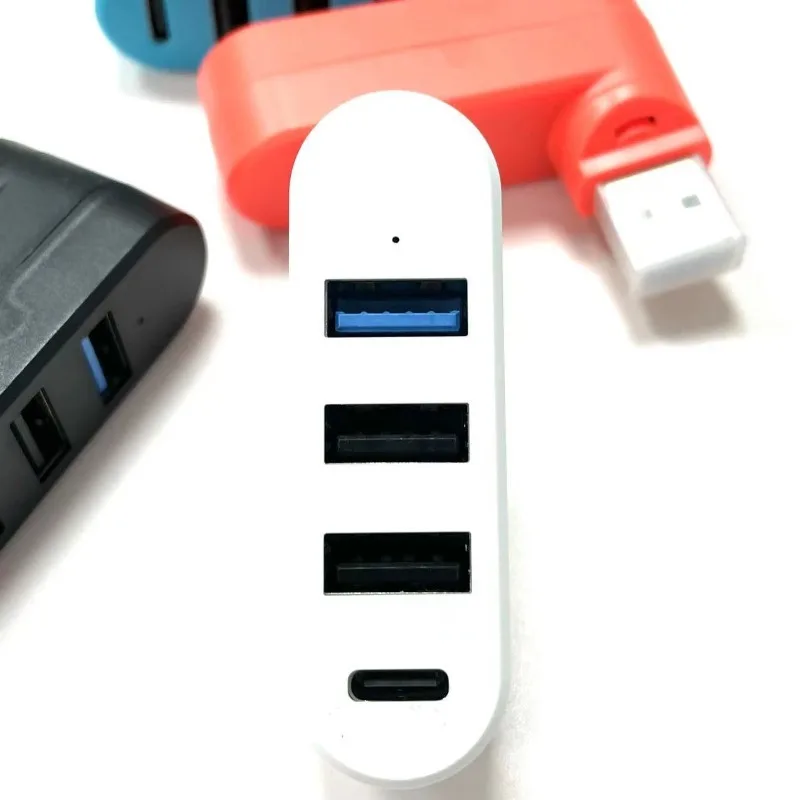 Mini adaptador divisor de disco U giratorio 180 °, 4 puertos USB 3,0 2,0 Hub tipo C, transferencia de datos de alta velocidad, para ordenador portátil, MacBook y PC - imagen 2