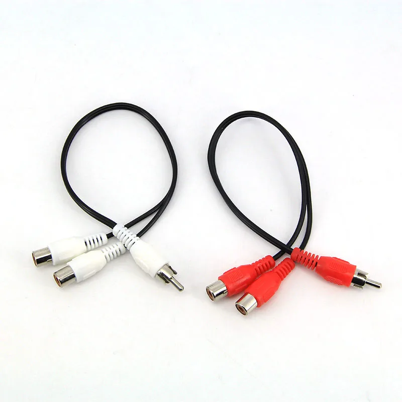 2 RCA 1 macho hembra a macho 2 RCA 2RCA vía hembra Cables divisores para conector de extensión de Audio/vídeo cable rojo y blanco A7 - imagen 4