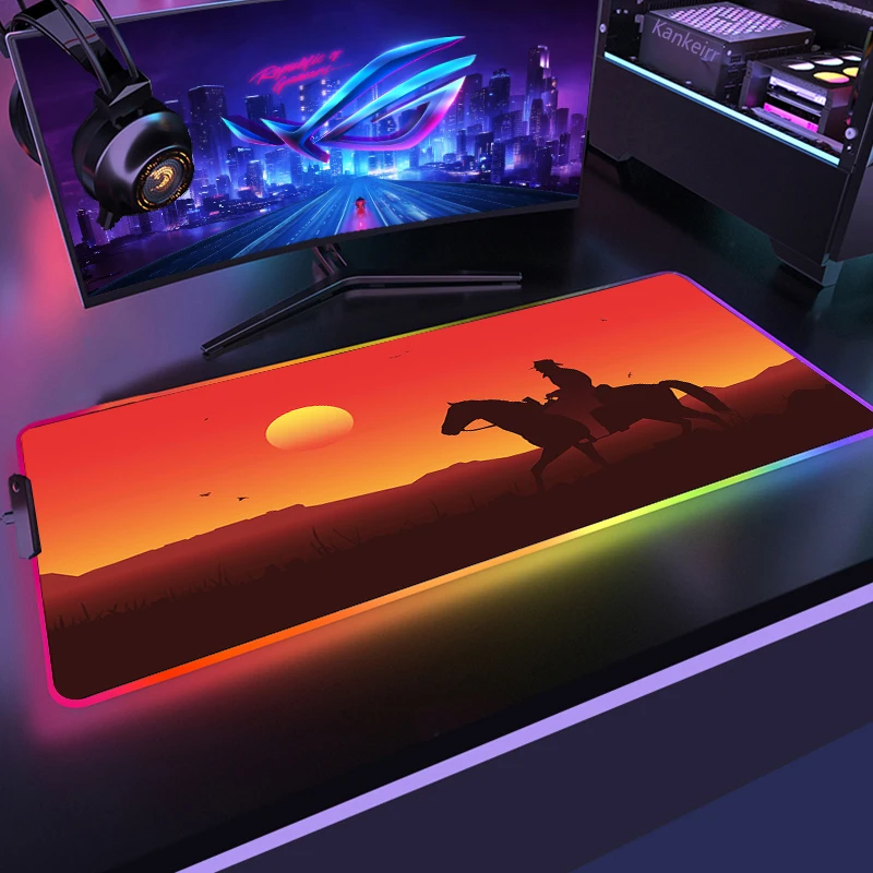 Alfombrilla De ratón RGB para Gamer, Red Dead Redemption, ratón De ordenador, Gaming, Tapis De Souris, Pc, teclado, retroiluminación, accesorios De alfombra - imagen 3