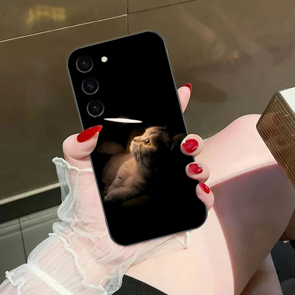 Hermosas ondas flores gato Funda de teléfono para Samsung Galaxy S25 S24 S23 S22 S21 S20 FE S10 S9 PLUS ULTRA Funda Shell - imagen 3