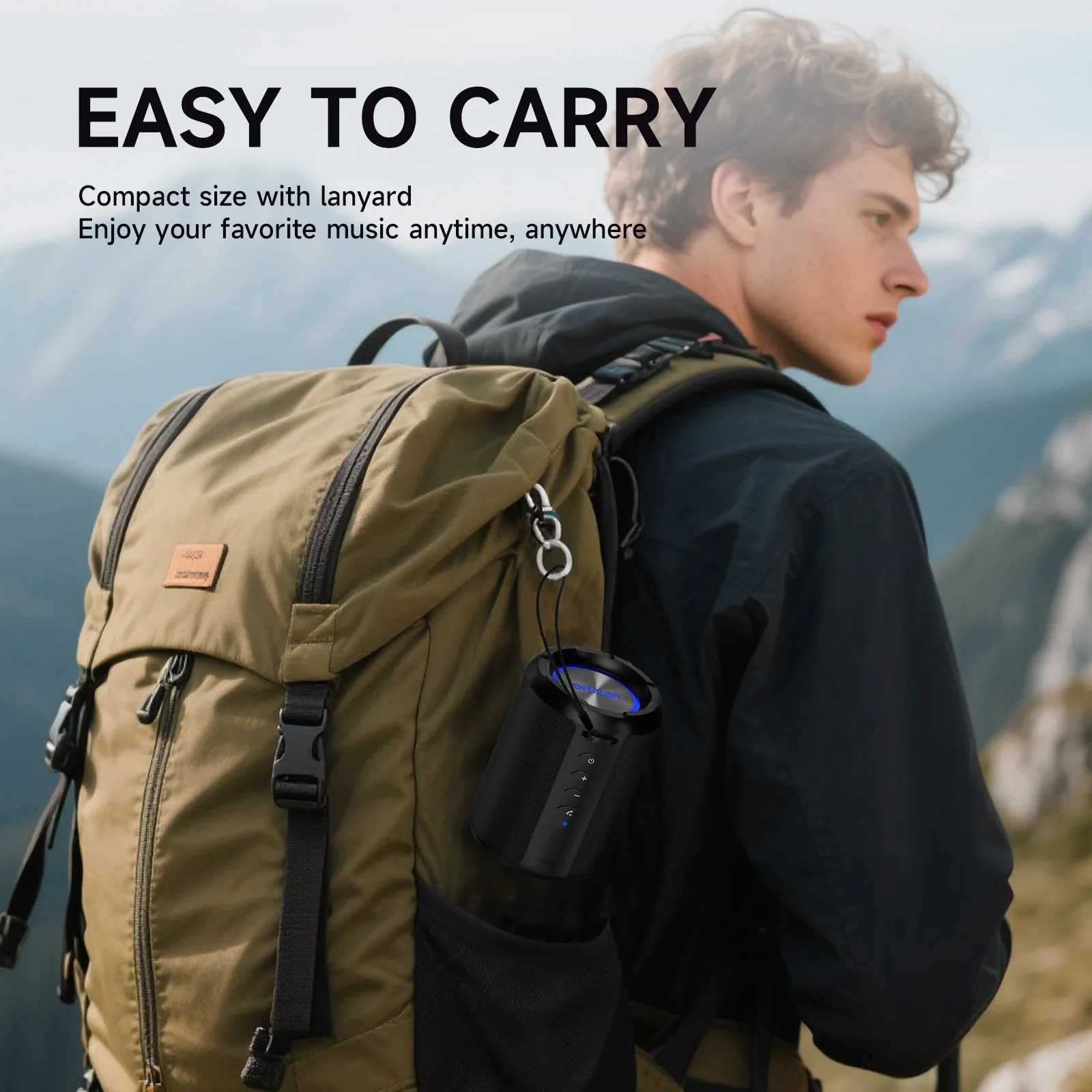 Altavoz Bluetooth portátil Ortizan X9S, altavoz inalámbrico con sonido fuerte Bass Boost HD con luz LED, resistente al agua IPX7, altavoz de 15W - imagen 4