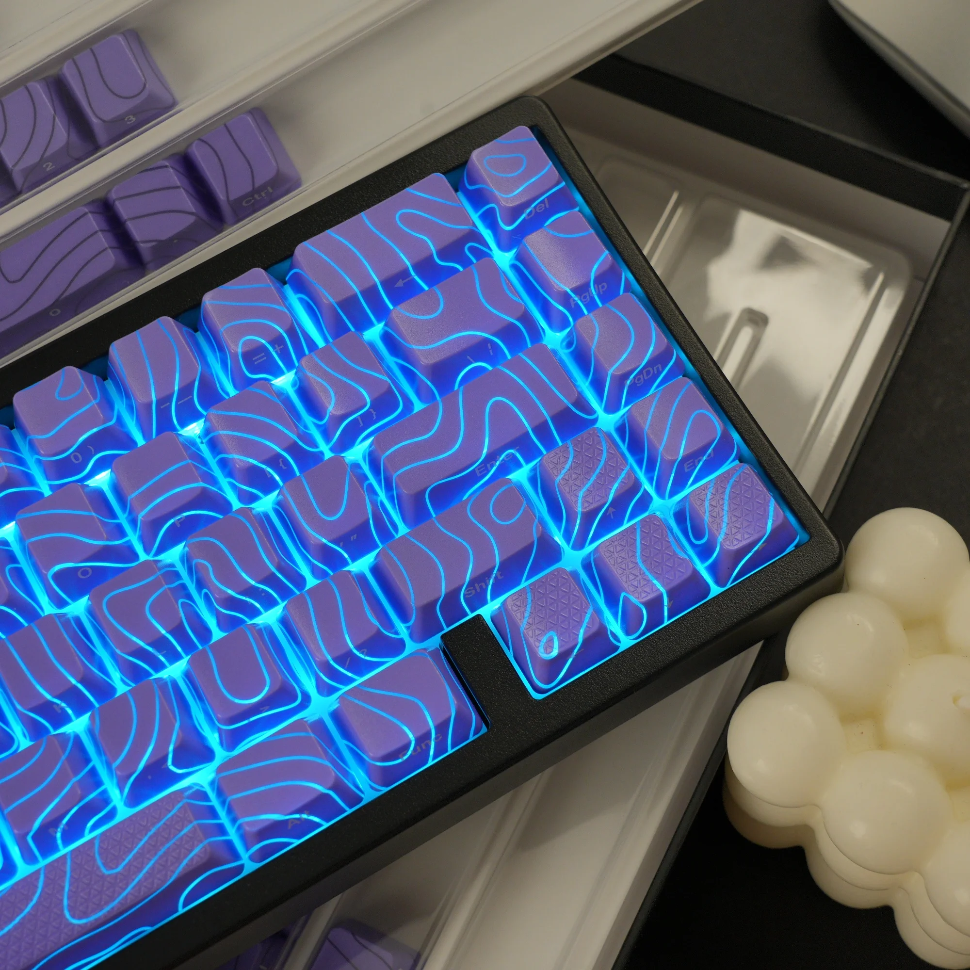 Teclas topográficas moradas XVX, nueva versión, patrón impreso lateral, brillante, perfil OEM, juego de teclas IMD-Tech - imagen 3