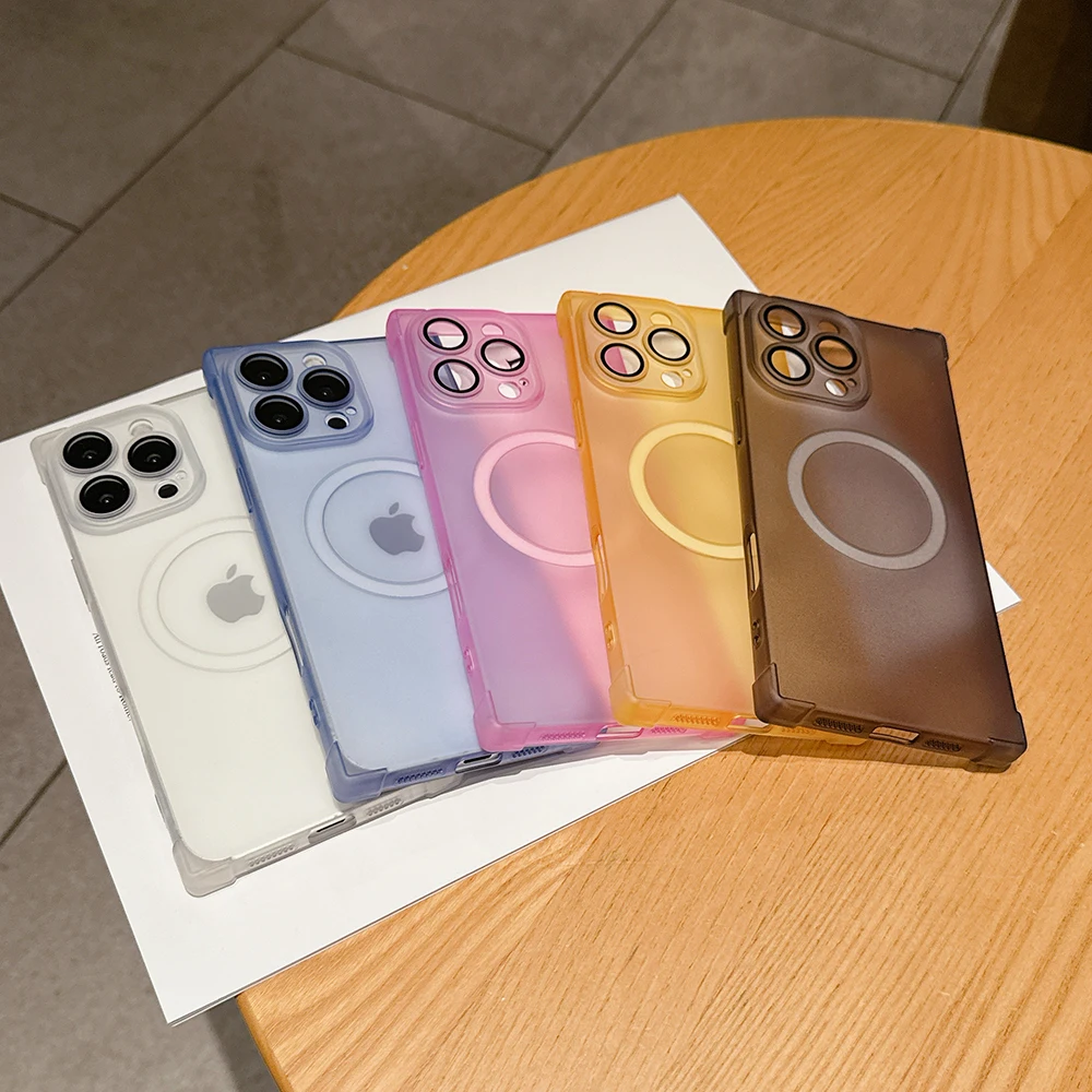 Funda protectora magnética a prueba de golpes con carga inalámbrica de forma rectangular para iPhone 13 14 15 16 17 Pro Max para cubierta transparente MagSafe - imagen 3