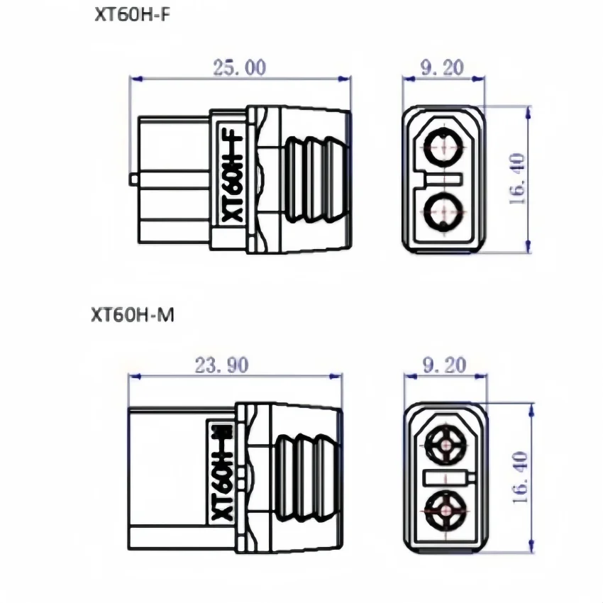 10 Uds. AMASS XT60H (actualización XT60) conectores niquelados tipo bala macho hembra enchufes de alimentación con funda para piezas RC - imagen 2