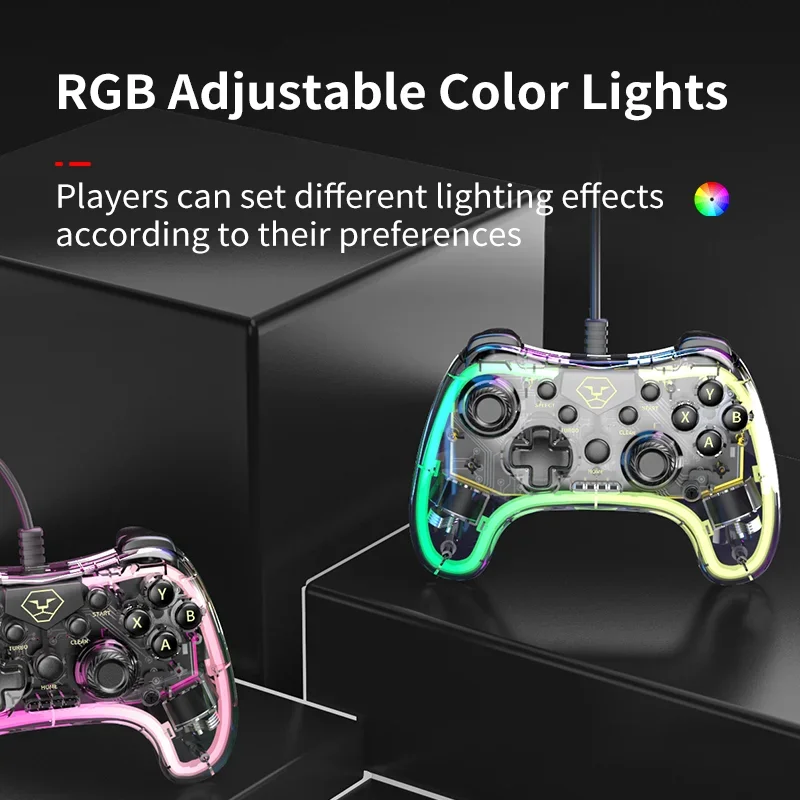 Mando con cable RGB para Nintendo Switch/Switch OLED/Switch Lite/Android/IOS con teclas Turbe, Gamepad con cable para PC - imagen 5