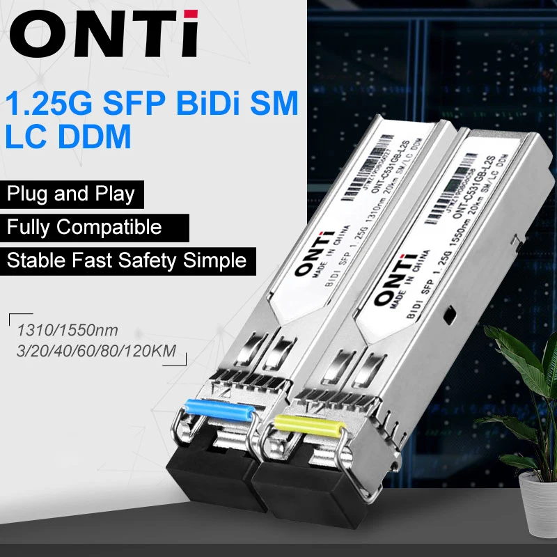 ONTi SFP Gigabit SM LC WDM 1,25G Bidi Transceptor Monomodo para Cisco - imagen 4