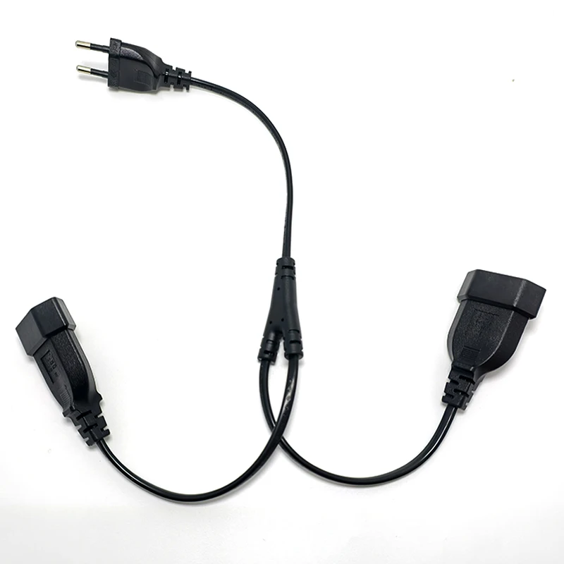 1 Uds CEE7/16 EU 2 clavijas macho a hembra salida Dual, Cable de extensión de salida de 2 vías Cable divisor de potencia europeo M/F - imagen 5