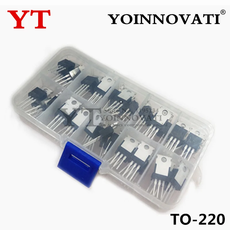 Kit surtido de transistores Mosfet de 10 tipos, 50 Uds. IRF640 IRF740 IRF830 IRF840 IRF530 IRF630 IRF820 IRF3205 IRFZ44 IRF9540 TO-220 - imagen 2