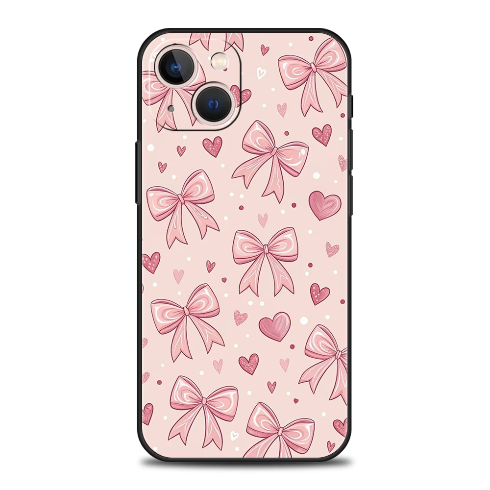 Funda de teléfono suave de TPU de lujo para iPhone 17 Air 16E 16 11 15 14 Pro MAX 12 13 7 8 Plus X XR XS SE 2022, bonita funda con lazo de corazón rosa - imagen 5