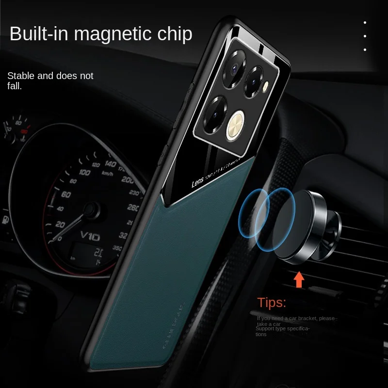 Funda trasera protectora magnética con textura de cuero suave para Infinix Note 40 Pro Plus, carcasa de lujo - imagen 5