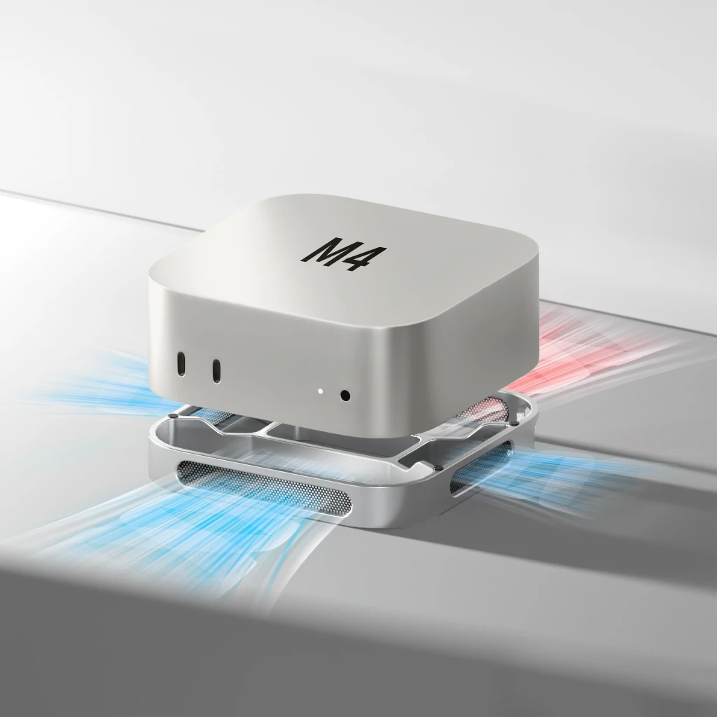 Soporte de escritorio para Mac mini M4/M4 Pro, elevador de ordenador, Base a prueba de polvo, soporte de disipación de calor, base de soporte de refrigeración de aleación de aluminio