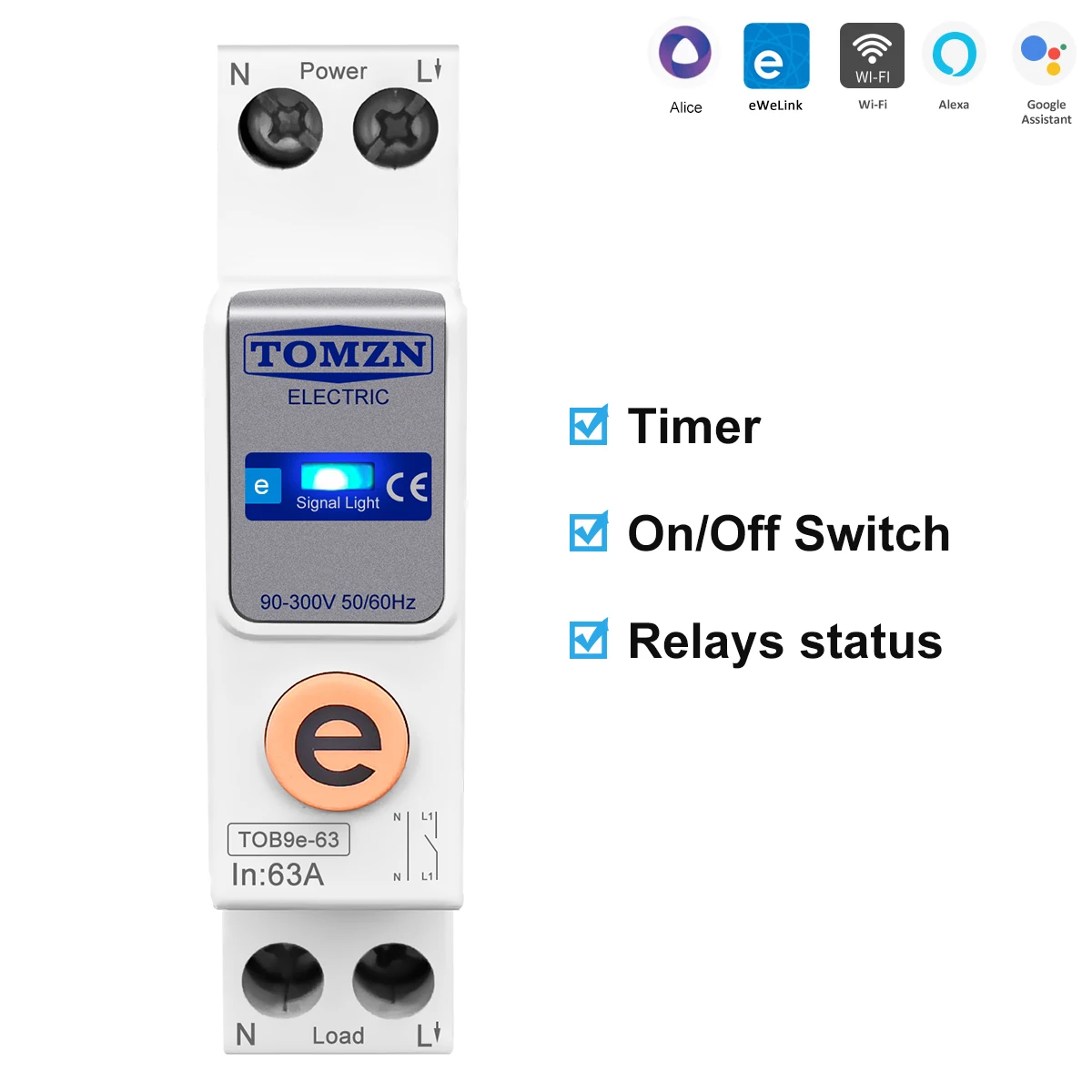 TOMZN ewelink 1P + N 63A 110V 220V WIFI interruptor inteligente medidor de energía Kwh medición disyuntor temporizador relé para hogar inteligente - imagen 2