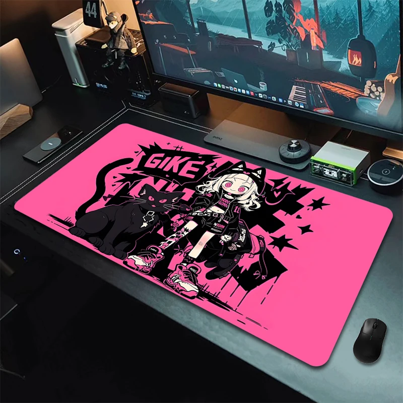 Alfombrilla de ratón para Gamer, alfombrilla de goma para ratón Kawaii de Anime para niñas, alfombrilla grande para ratón de gato bonito XXL, alfombrilla para teclado para juegos, alfombrilla de escritorio para ordenador portátil con borde de bloqueo - imagen 5