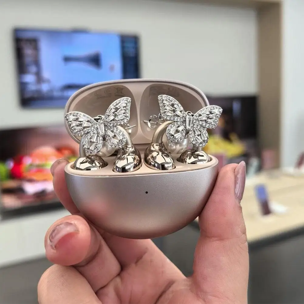 1 par de auriculares de circón con Clip, diseño exquisito, accesorio para auriculares, Flash Diamond, traje DIY personalizado para auriculares OWS - imagen 3