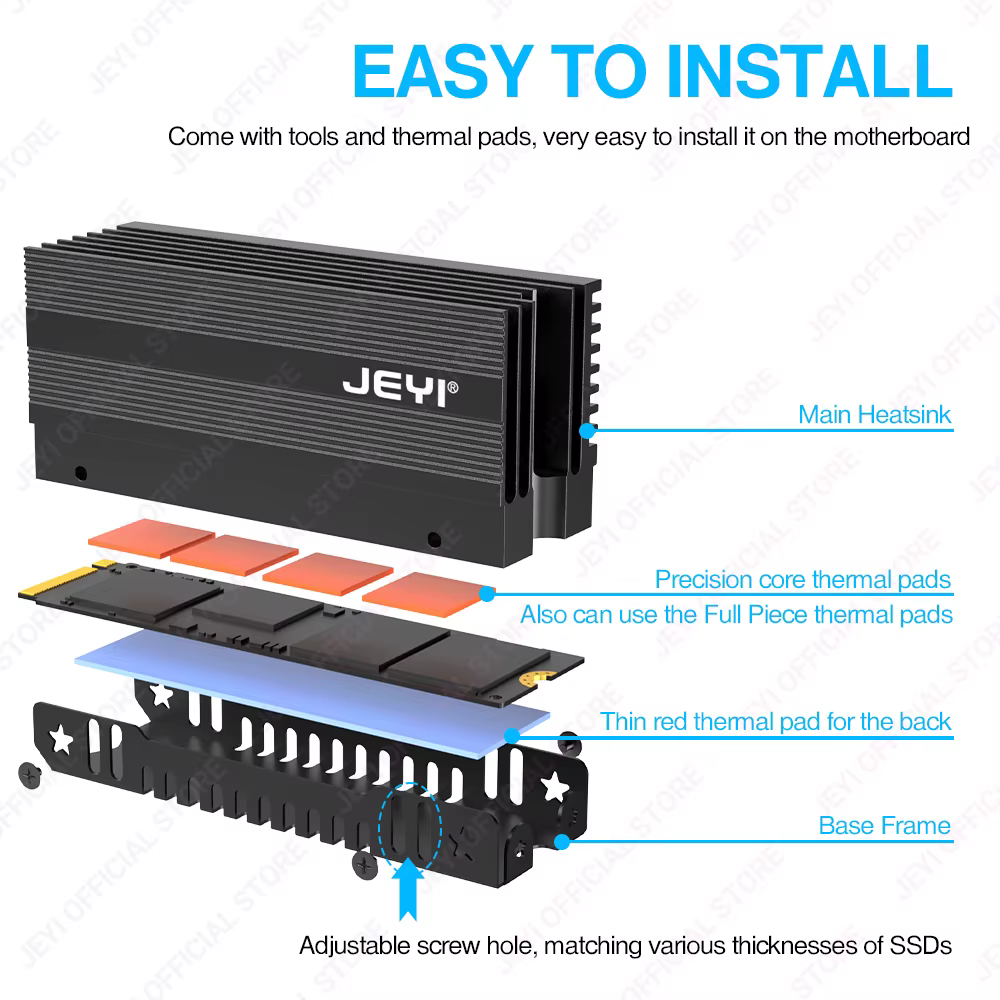 JEYI Disipador Térmico M.2 SSD - Refrigerador Pasivo de Aluminio - imagen 4