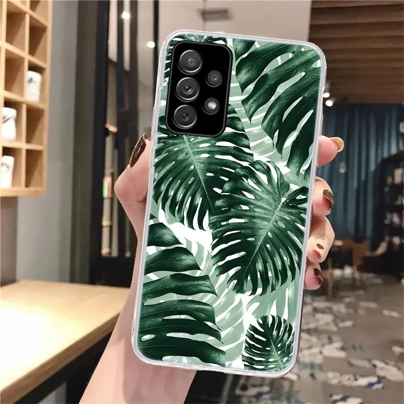 Funda de teléfono de hojas verdes de plantas tropicales de verano para Samsung Galaxy A56 A55 A54 A53 A16 A15 A14 A13 A36 A35 A34 A33 A26 A25 A24 A23 - imagen 3